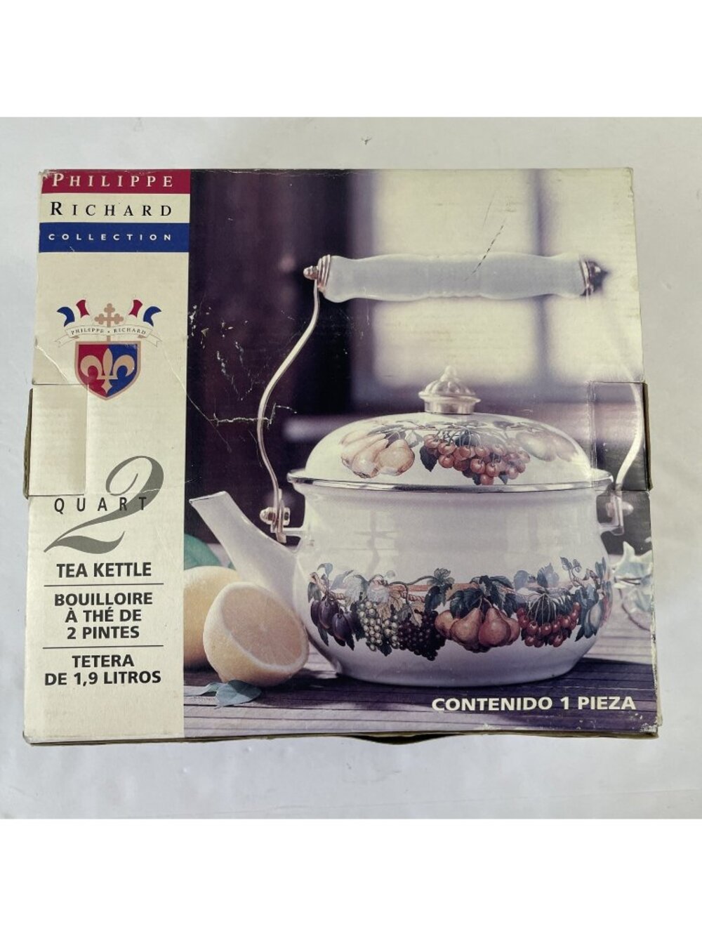 Philippe Richard Collection 2 Qt Enamel Tea Kettle Kensington Garden Collection